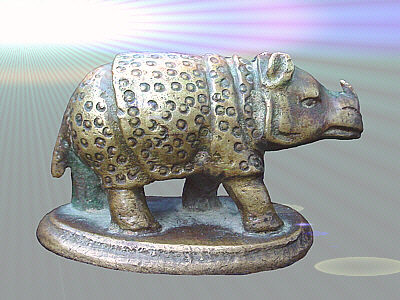 [small bronze sculpture "rhinoceros"]